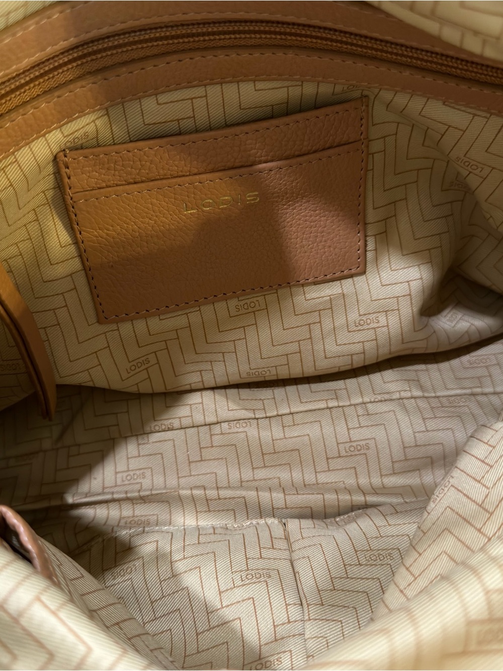Lodis Texas Leather Morgan Satchel with Crossbody Strap Camel NWT - Picture 9 of 11